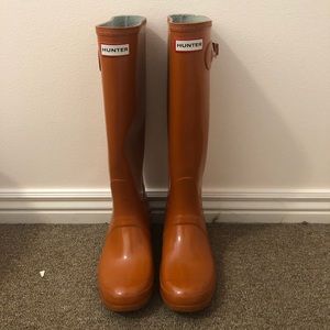 Orange Glossy Hunter boots